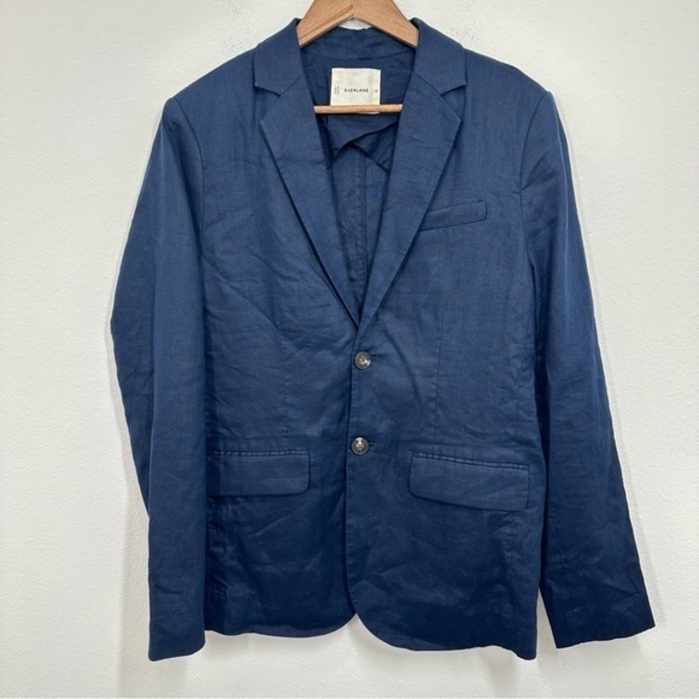 Everlane Men's Navy Blue 100% Linen Blazer Jacket Preppy Coastal Classic Size 38